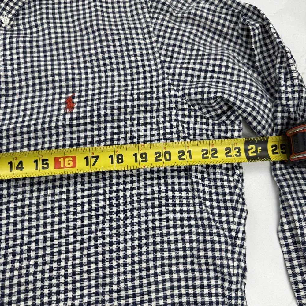Polo Ralph Lauren Button Down Shirt Mens M Navy Gingham Vintage Pony Preppy